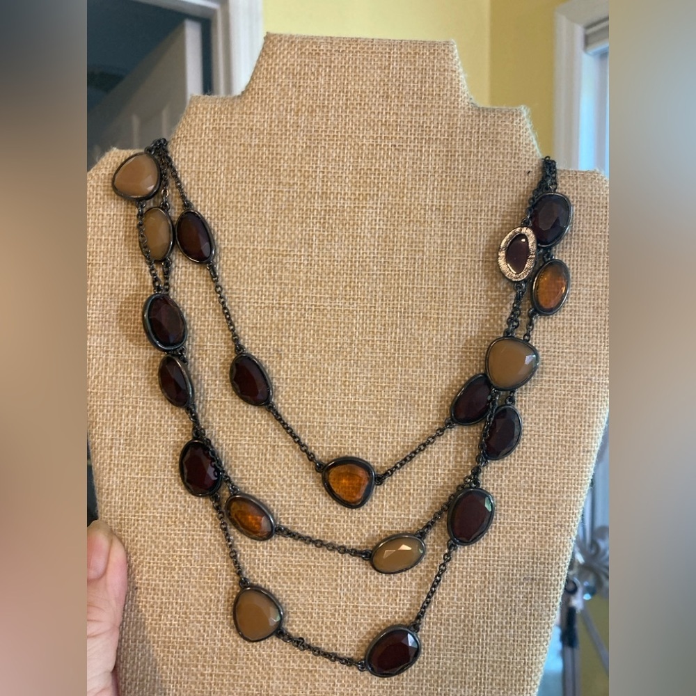Talbots Earth Tone Layered Statement Necklace - image 2